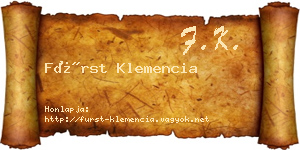 Fürst Klemencia névjegykártya